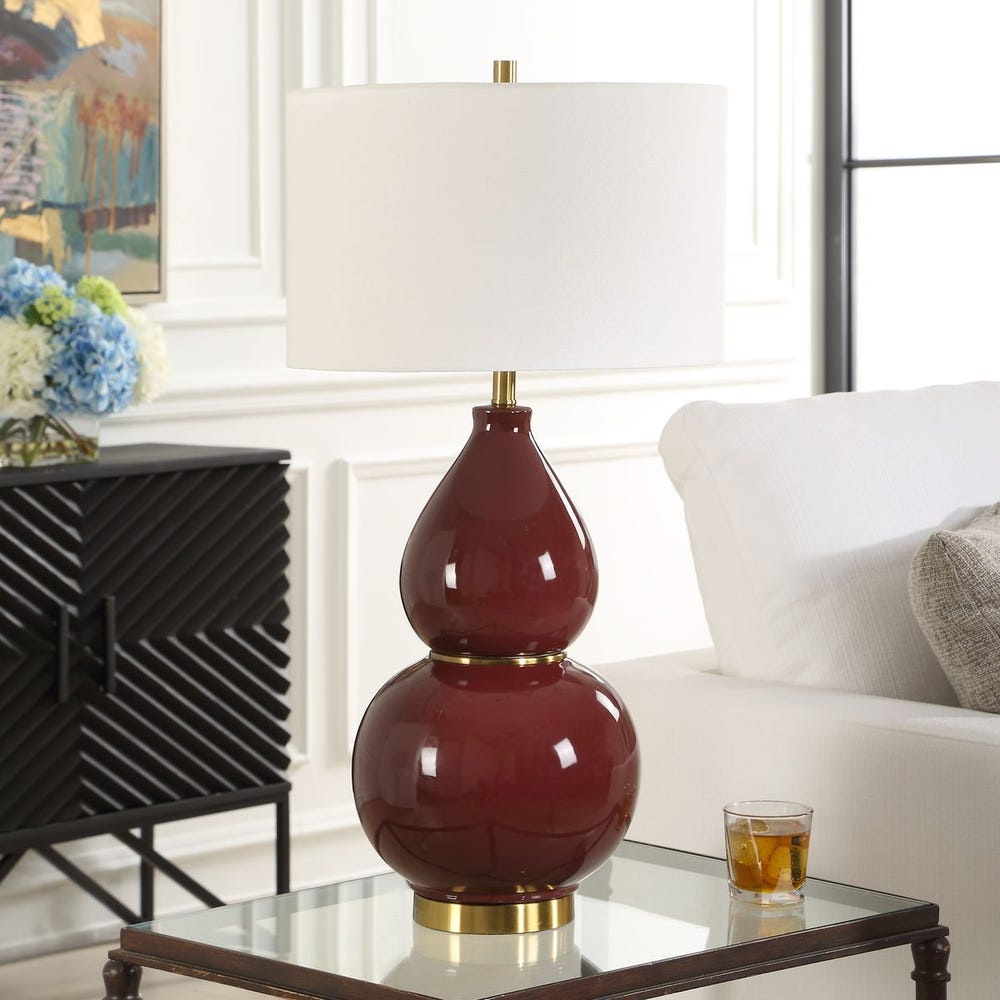 Uttermost Gourd Burgundy Table Lamp