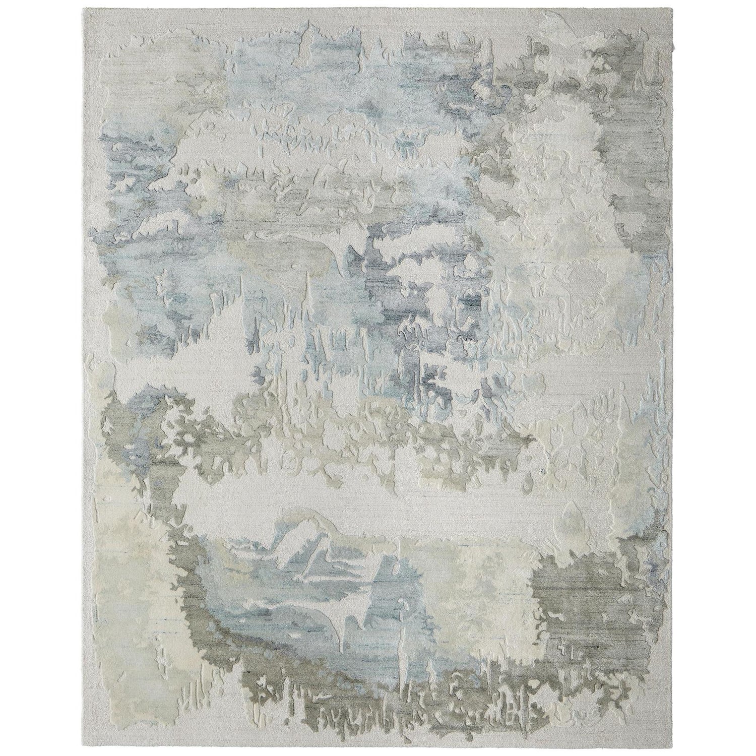 Feizy Kendall 8A62F Modern Abstract Rug in Ivory/Blue/Gray