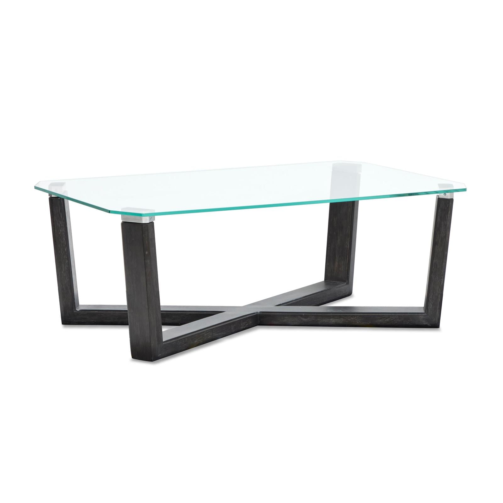 Magnussen Home Wexler Black Truffle And Clear Glass Rectangular Cocktail Table