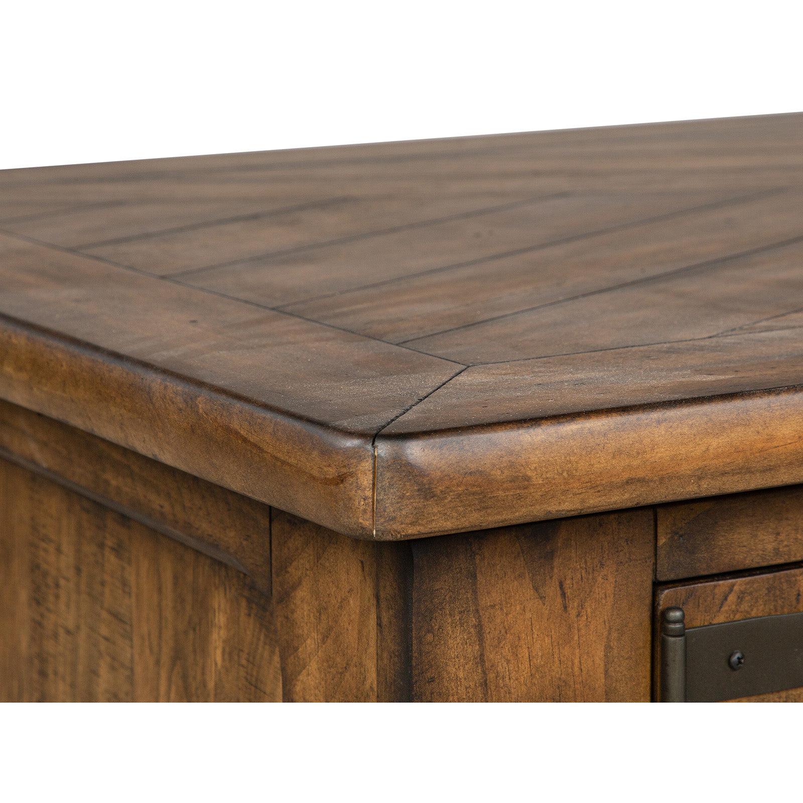 Magnussen Home Chesterfield Farmhouse Timber Lift Top Storage Cocktail Table With Casters
