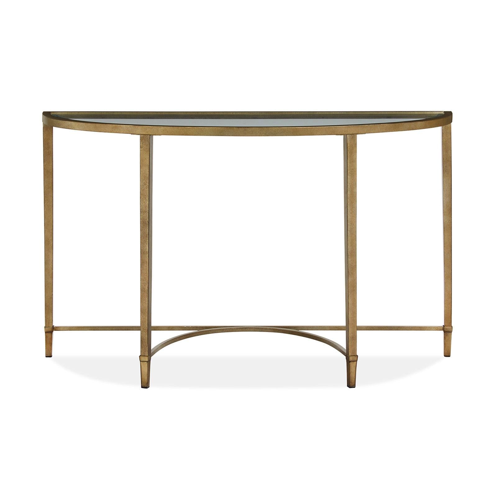 Magnussen Home Copia Antiqued Silver With Gold Tint Demilune Sofa Table