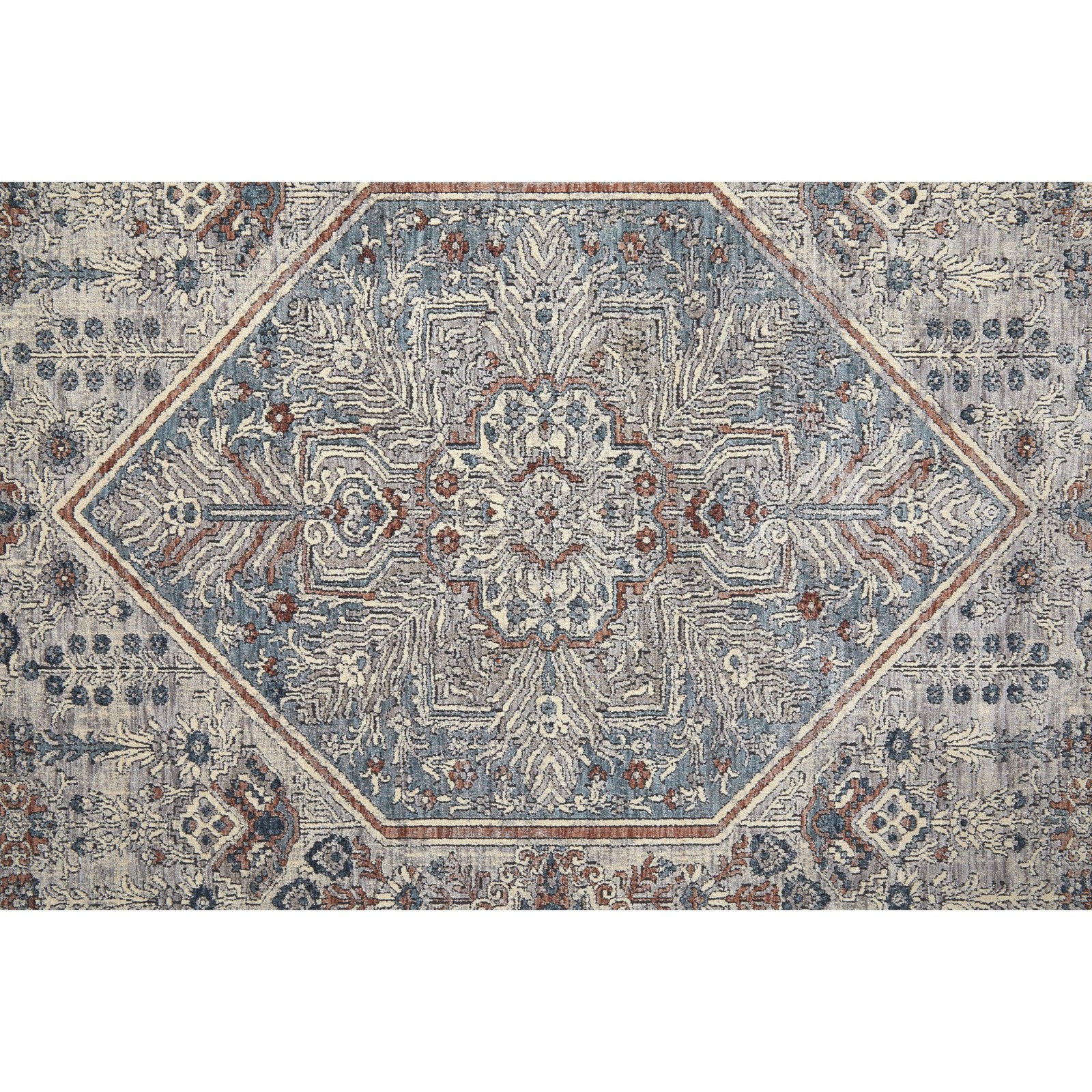 Feizy Marquette 39GUF Transitional Medallion in Blue/Ivory