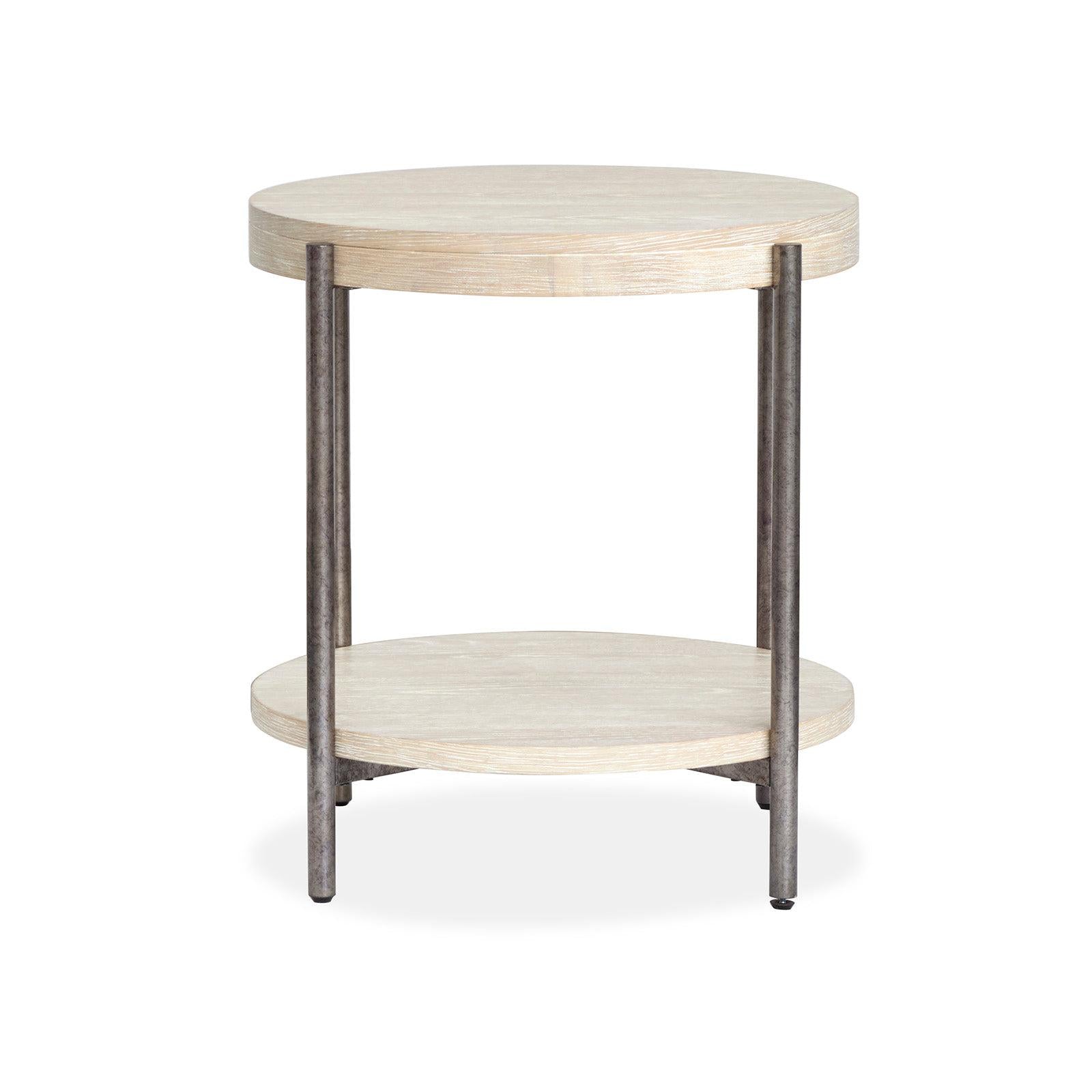 Magnussen Home Jennings Edgecomb Grey And Weathered Antique Nickel Round End Table