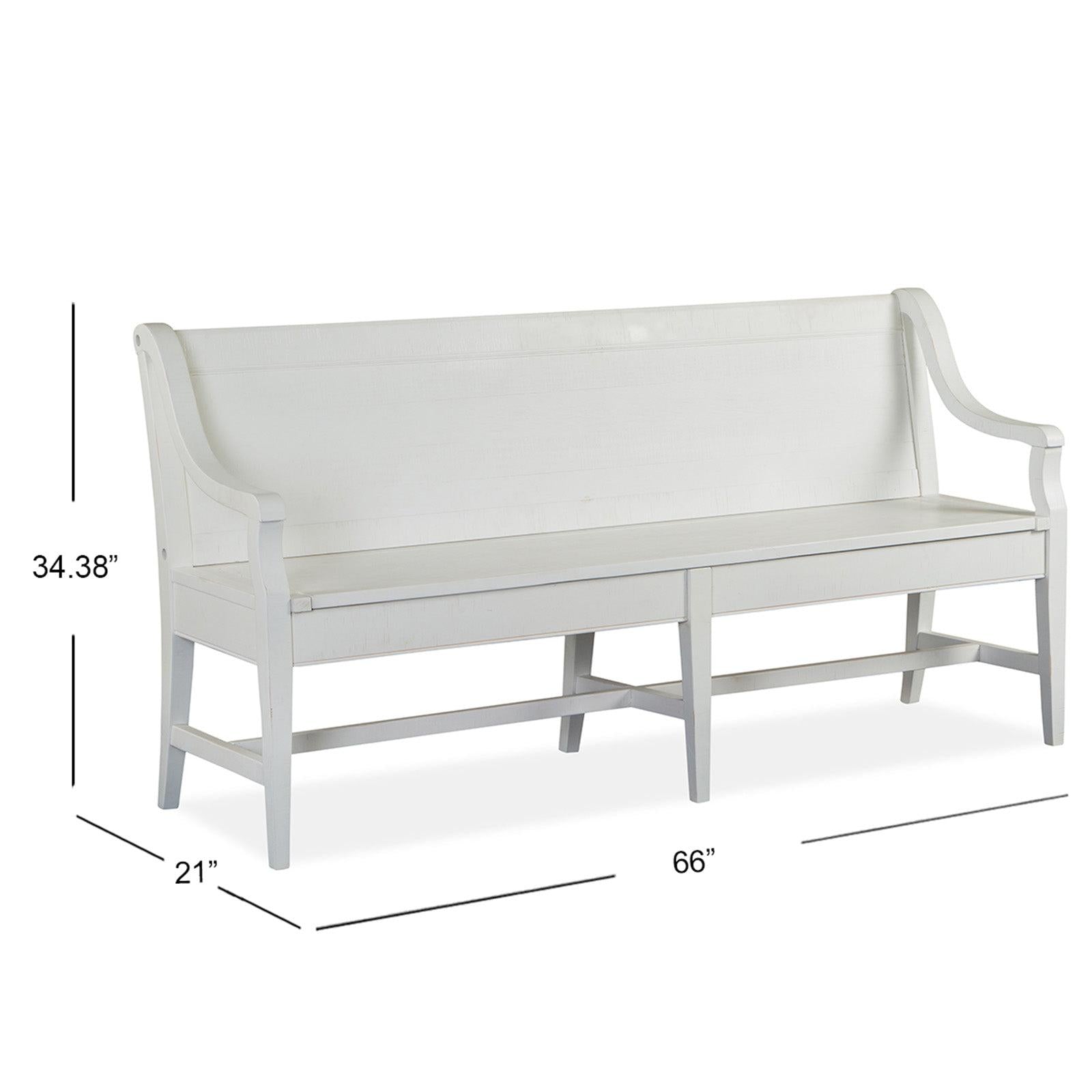 Magnussen Home Heron Cove Chalk White And Dovetail Grey Bench With Back