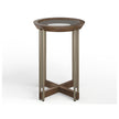 Magnussen Home Elora Walnut And Tarnished Silver And Clear Glass Round Accent Table