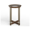 Magnussen Home Elora Walnut And Tarnished Silver And Clear Glass Round Accent Table