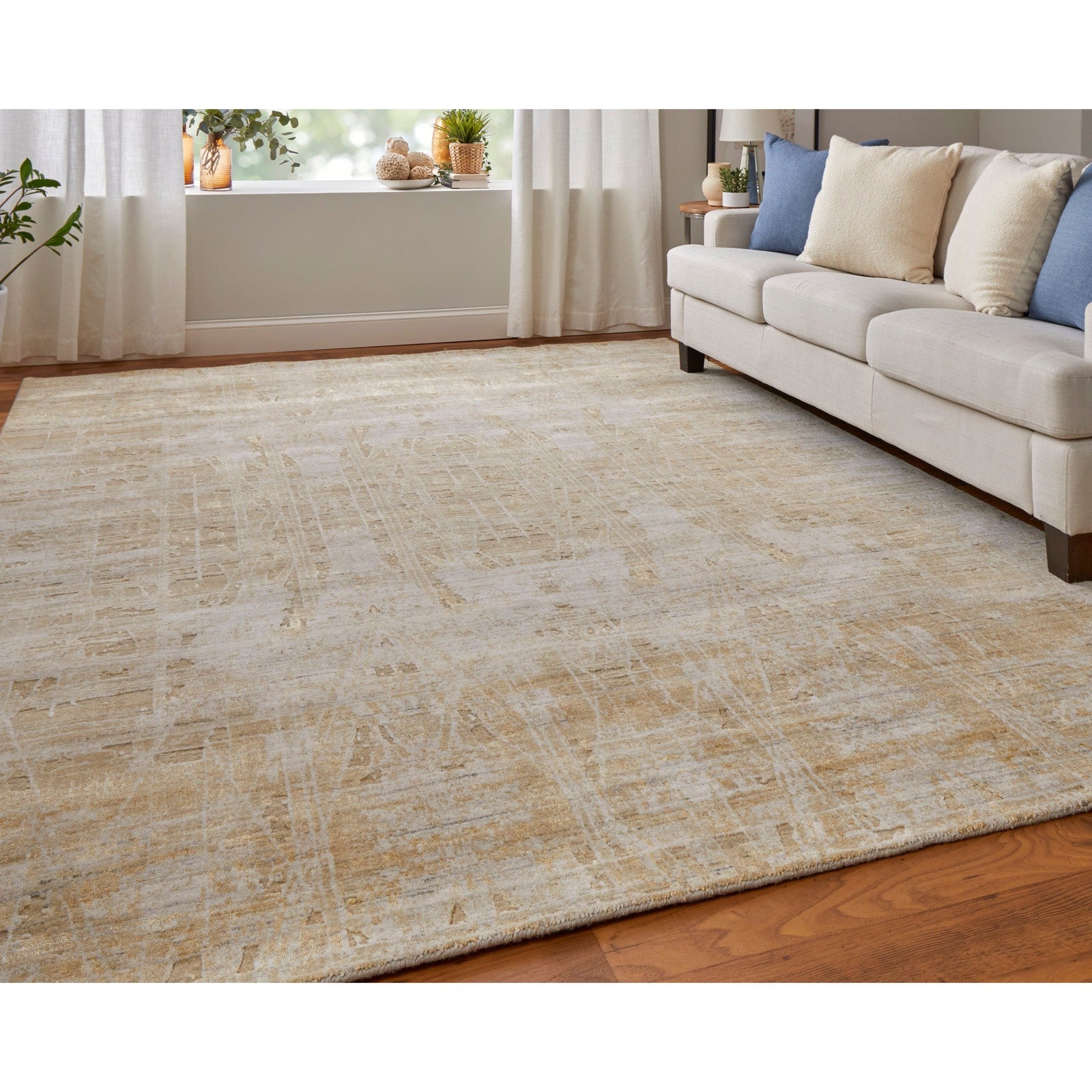Feizy Eastfield 69FPF Modern Abstract in Yellow/Ivory/Gold