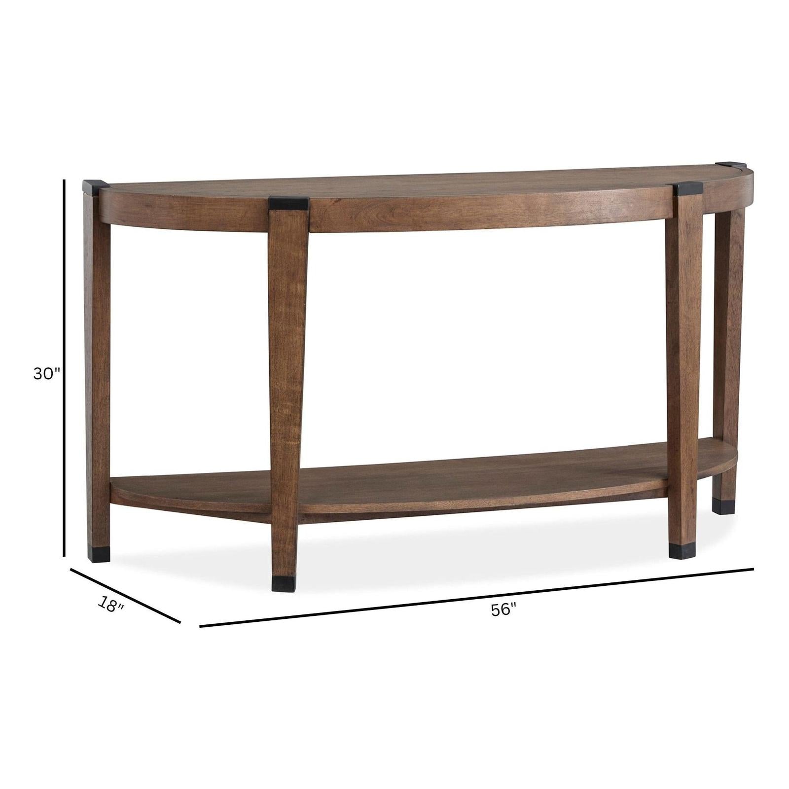 Magnussen Home Kaysen Wallaby And Matte Black Demilune Sofa Table