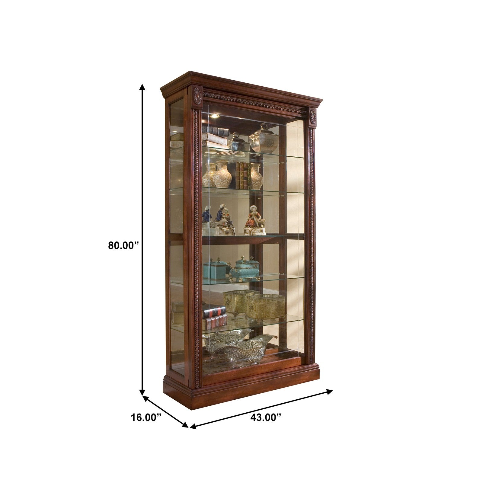 Pulaski Furniture PFC Curios Sliding Door 5 Shelf Curio Cabinet