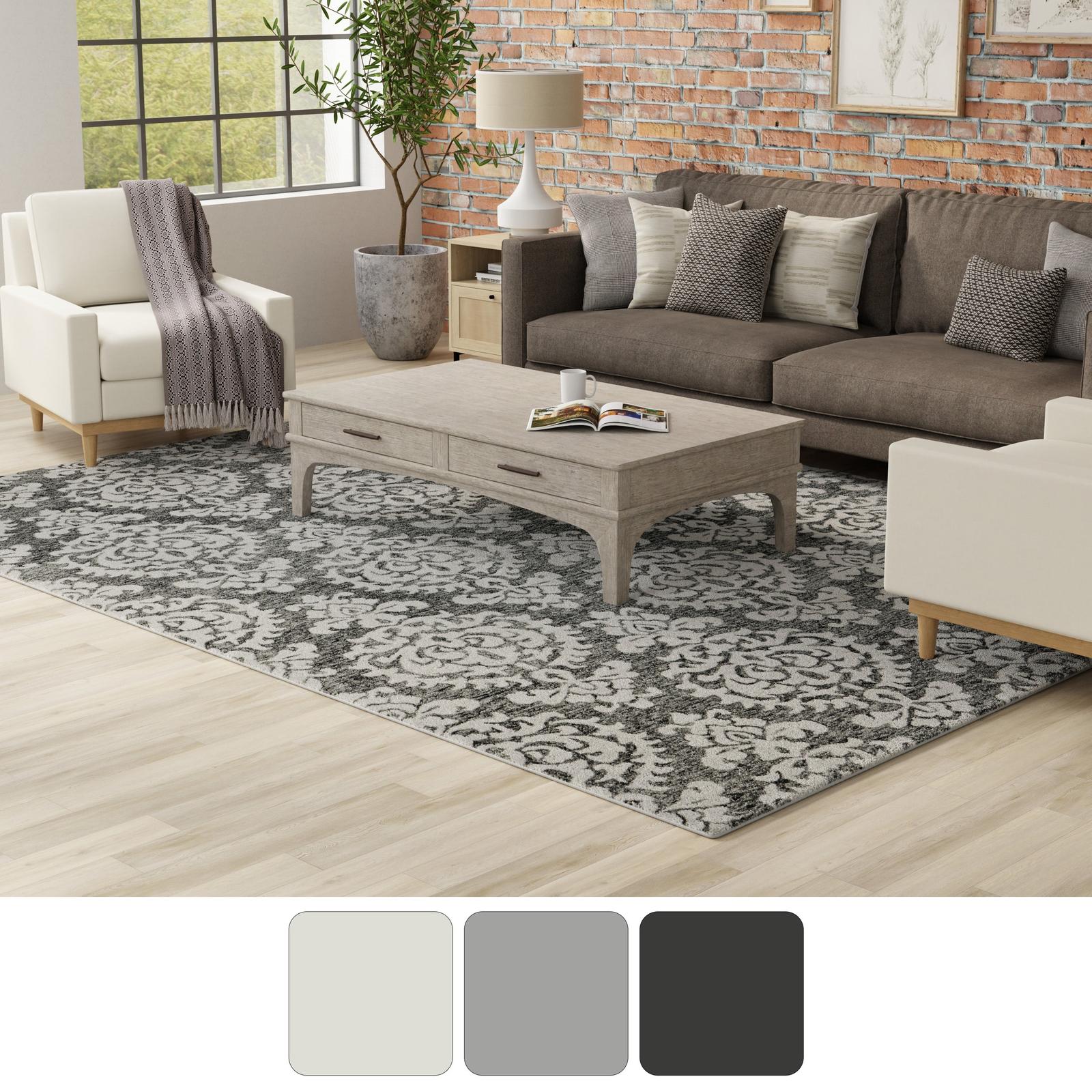 Feizy Belfort 8A26F Traditional Floral & Botanical Rug in Gray/Ivory/Black