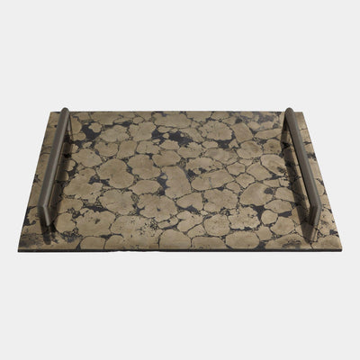 Global Views Bergen Pyrite Tray with Bronze Handles by Ashley Childers