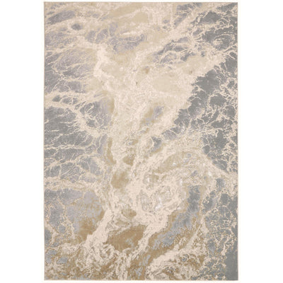Feizy Aura 3563F Modern Abstract Rug in Ivory/Silver/Gold