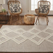 Feizy Anica 8009F Transitional Geometric Rug in Gray/Ivory