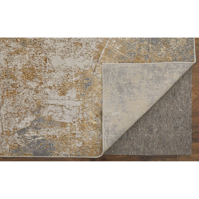Feizy Aura 39LNF Modern Abstract Rug in Ivory/Brown/Gray