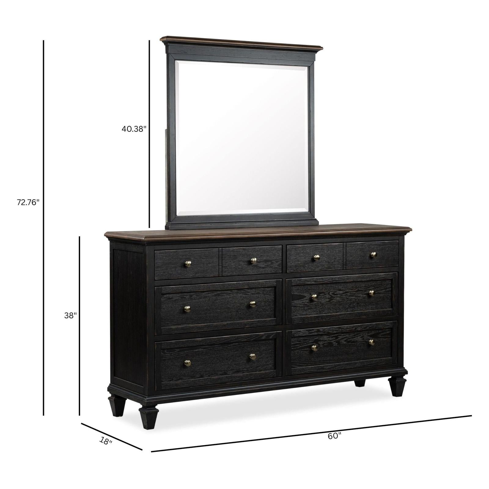 Magnussen Home Surrey Brown Double Drawer Dresser With Portrait Mirror