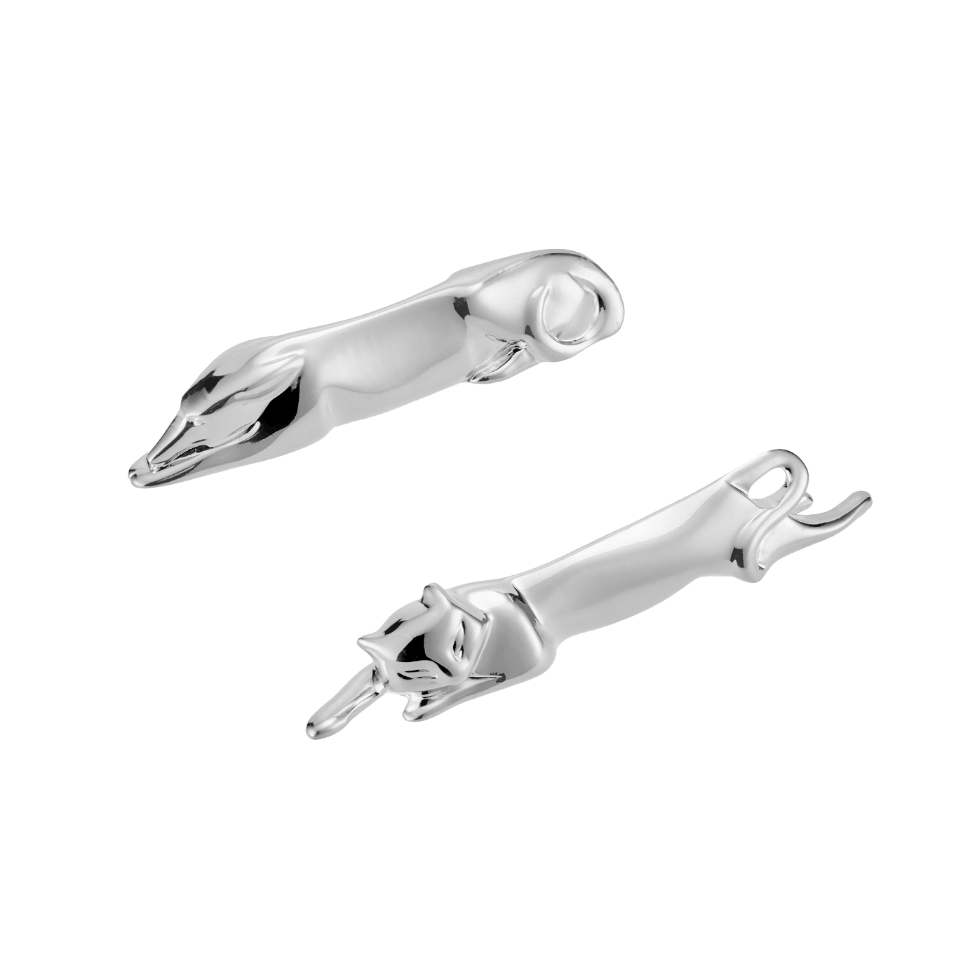 Christofle Les Collections Historiques Silver Plated 2 Knife Rests Dog And Cat Gallia