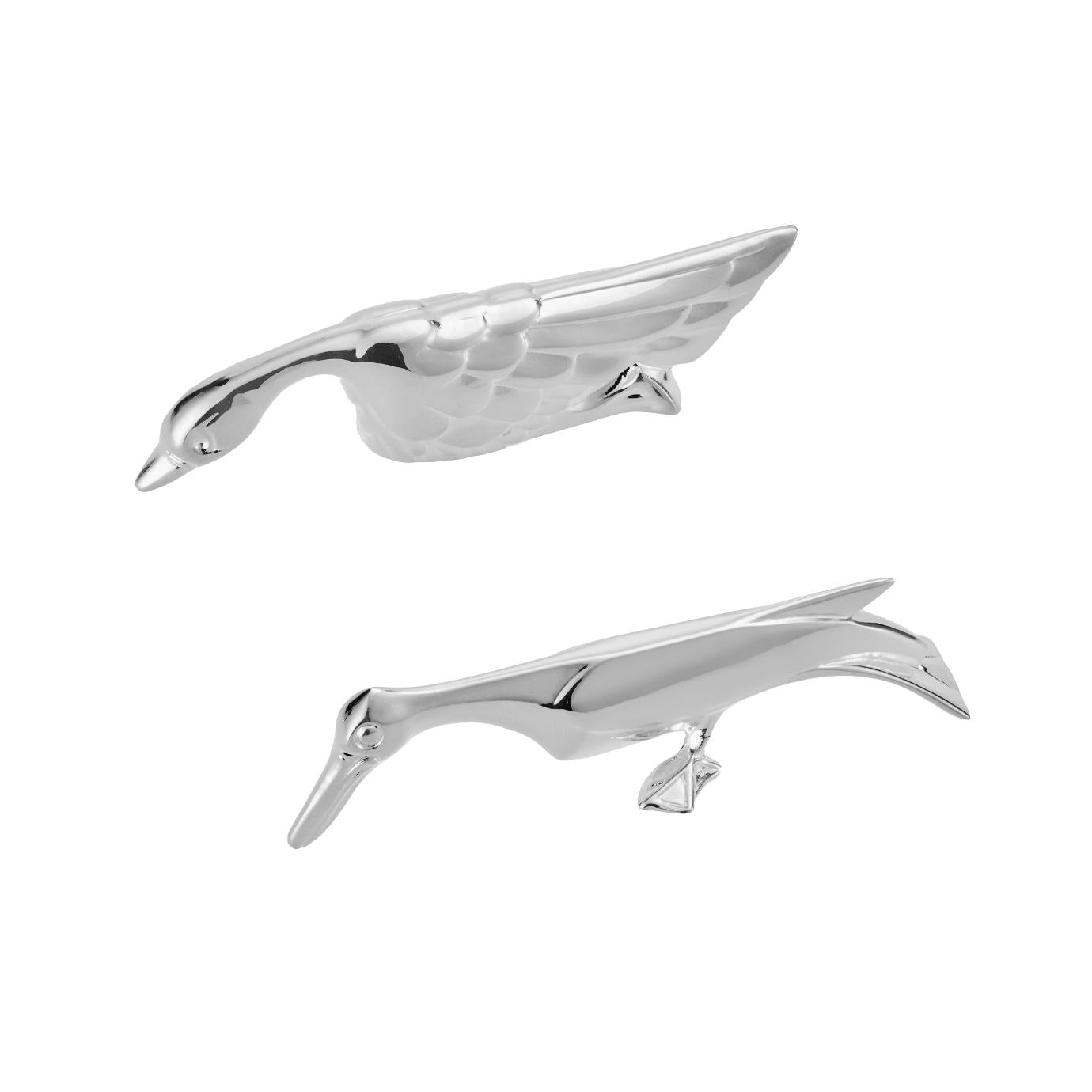 Christofle Les Collections Historiques Silver Plated 2 Knife Rests Pelican And Swan Gallia