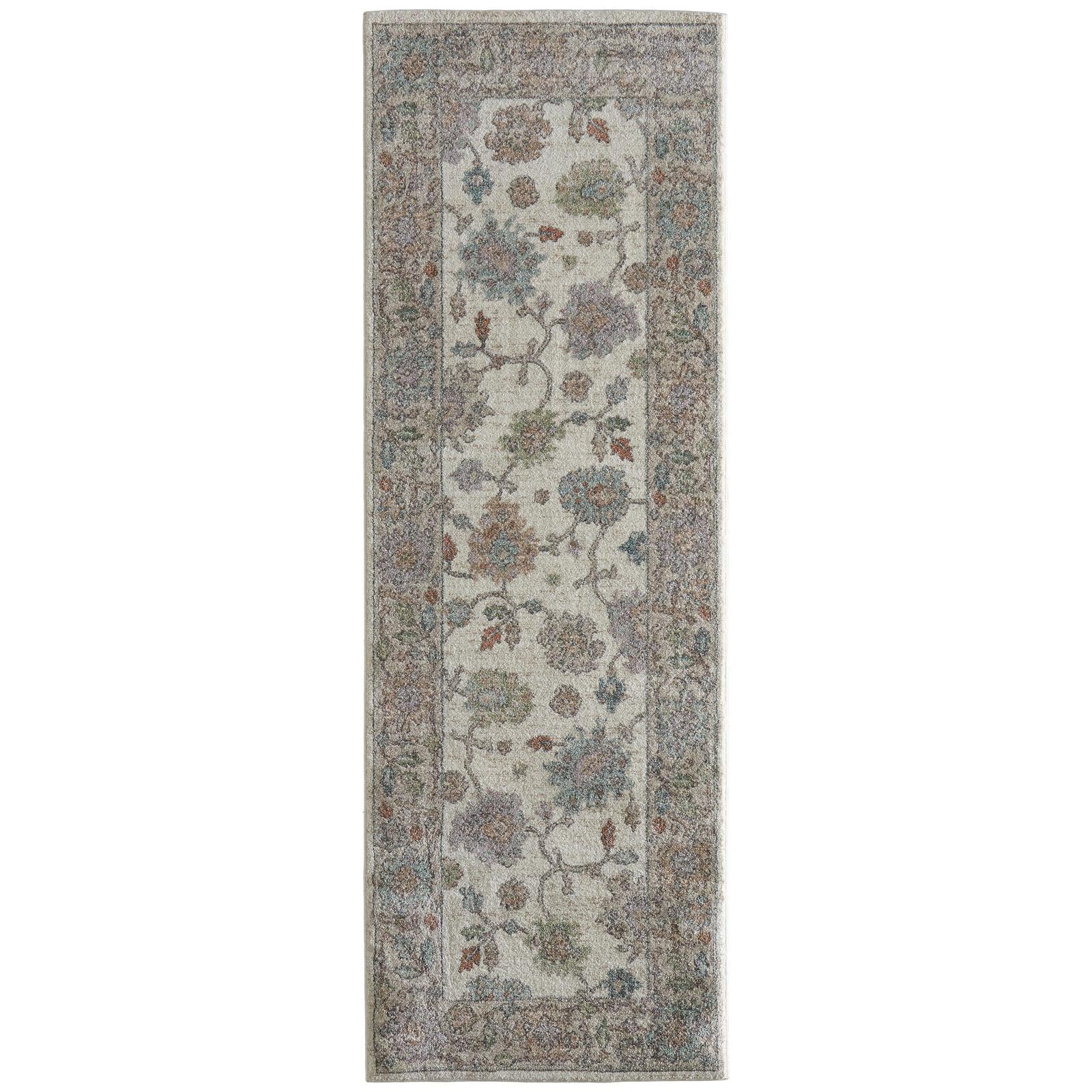 Feizy Dartmouth 39QJF Transitional Floral & Botanical Rug in Ivory/Brown/Blue
