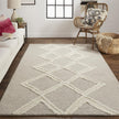 Feizy Anica 8009F Transitional Geometric Rug in Gray/Ivory