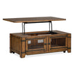 Magnussen Home Chesterfield Farmhouse Timber Lift Top Storage Cocktail Table With Casters