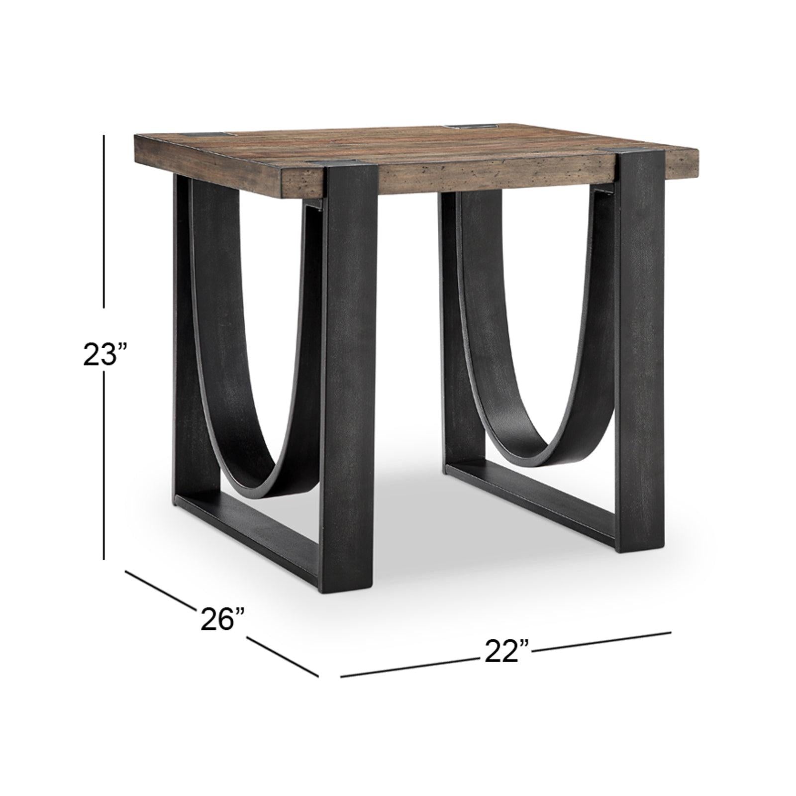 Magnussen Home Bowden Rustic Honey And Distressed Iron Rectangular End Table
