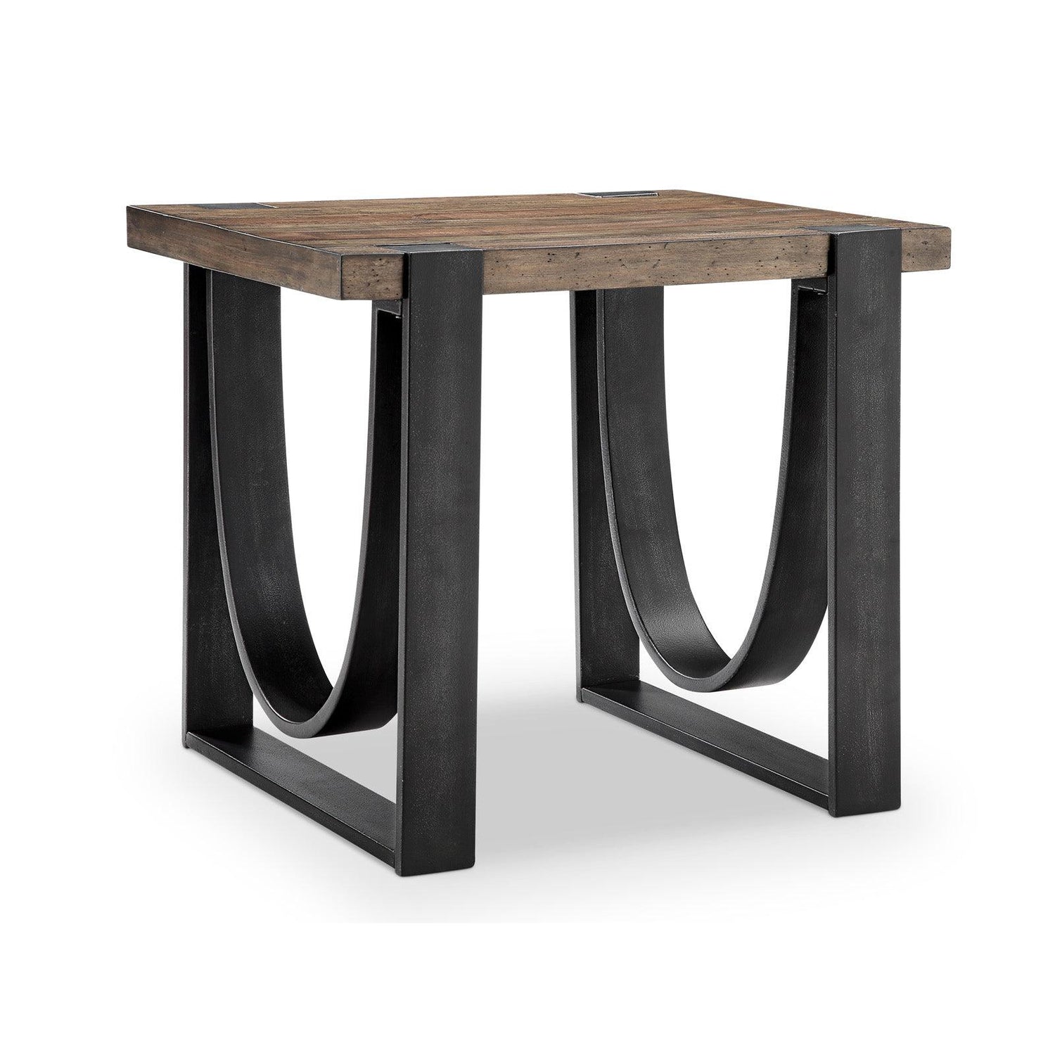 Magnussen Home Bowden Rustic Honey And Distressed Iron Rectangular End Table