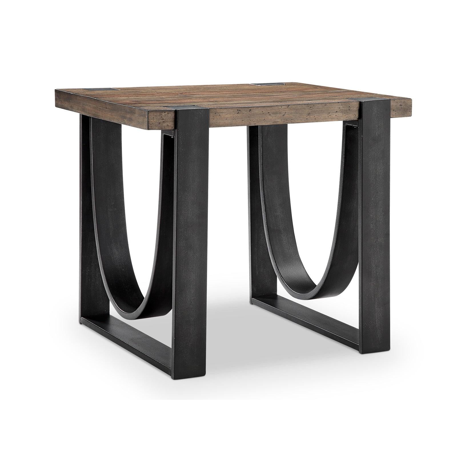 Magnussen Home Bowden Rustic Honey And Distressed Iron Rectangular End Table