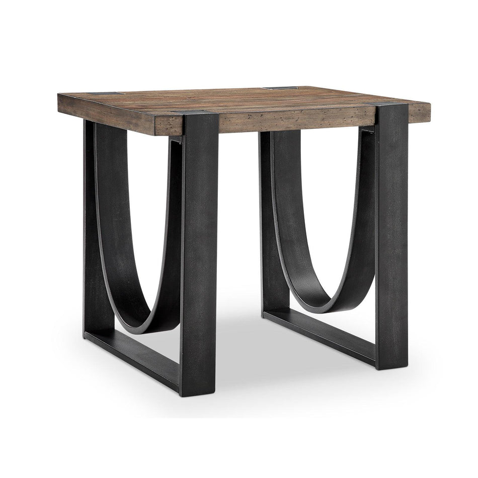 Magnussen Home Bowden Rustic Honey And Distressed Iron Rectangular End Table
