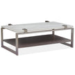 Magnussen Home Paradox Pearl White And Roasted Almond And Brushed Platinum Rectangular Cocktail Table