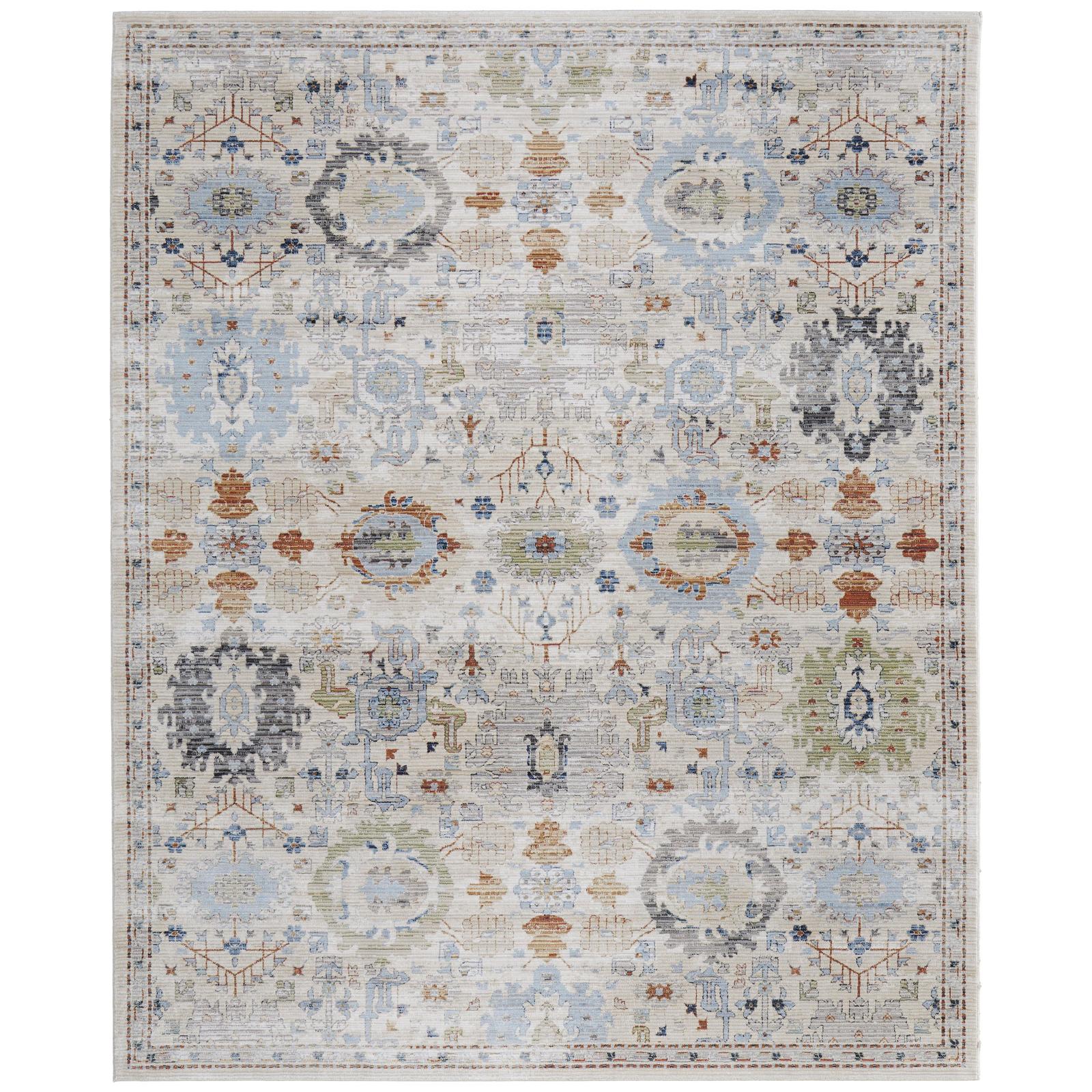 Feizy Melrose 39P5F Traditional Floral & Botanical Rug in Tan/Blue/Red