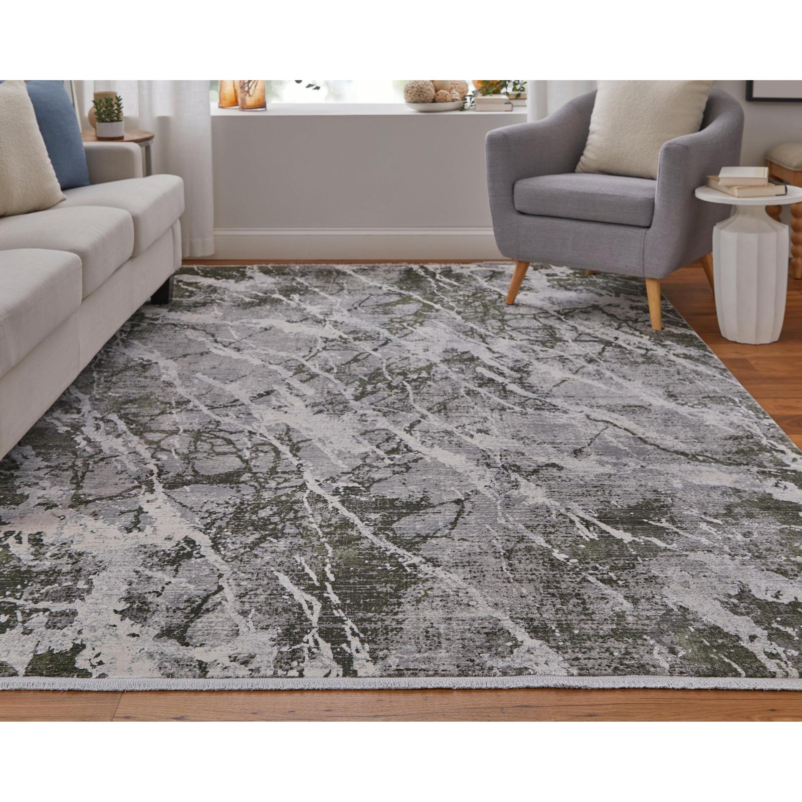 Feizy Cadiz 39N6F Modern Abstract Rug in Gray/Green/Taupe