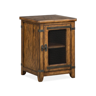 Magnussen Home Chesterfield Farmhouse Timber Chairside End Table