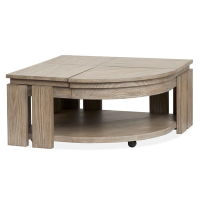 Magnussen Home Conrad Stone Harbor Grey Pie Shaped Lift Top Storage Cocktail Table With Casters