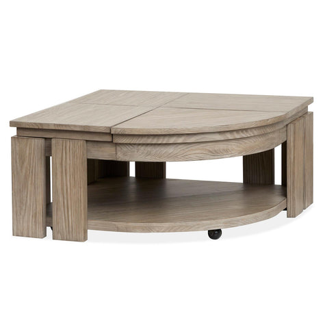 Magnussen Home Conrad Stone Harbor Grey Pie Shaped Lift Top Storage Cocktail Table With Casters