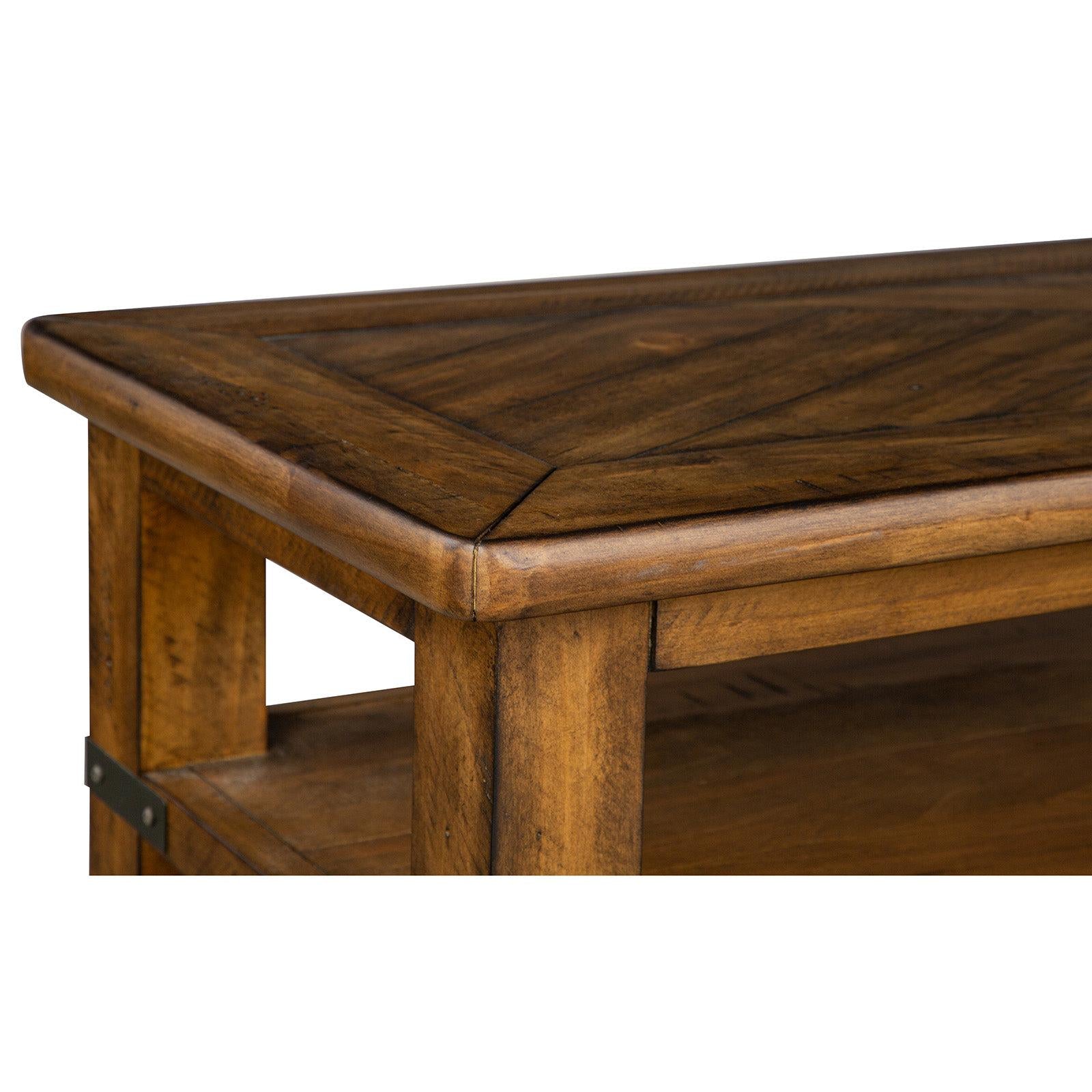 Magnussen Home Chesterfield Farmhouse Timber Rectangular Sofa Table