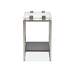 Magnussen Home Paradox Pearl White And Roasted Almond And Brushed Platinum Rectangular Accent Table