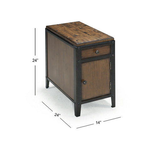 Magnussen Home Pinebrook Distressed Natural Pine Chairside Door End Table
