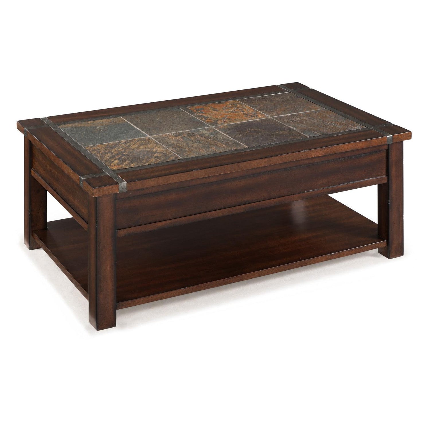 Magnussen Home Roanoke Cherry And Slate Rectangular Lift Top Cocktail Table With Casters