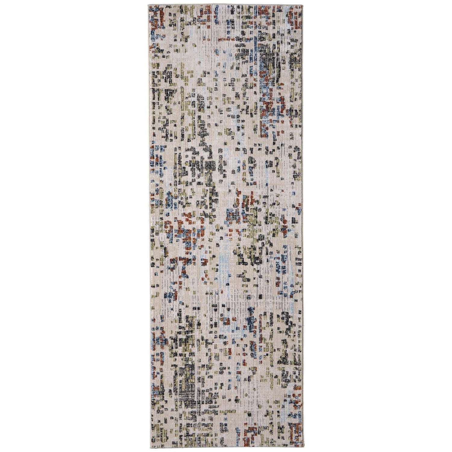 Feizy Sonora 39NVF Modern Abstract Rug in Ivory/Green/Blue