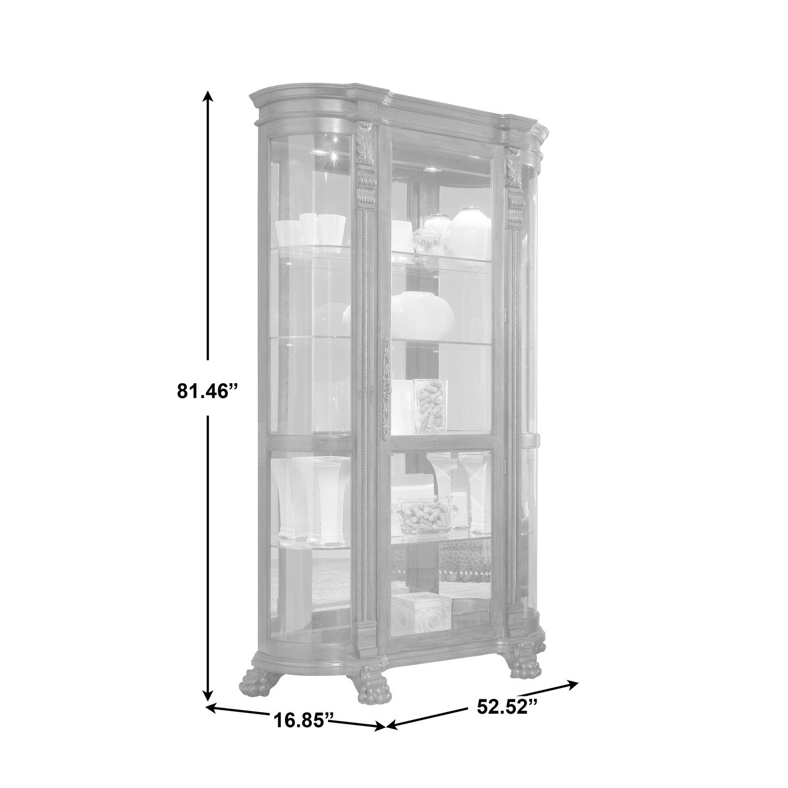 Pulaski Furniture PFC Curios Lighted Curio Curved Front 4 Shelf Cabinet