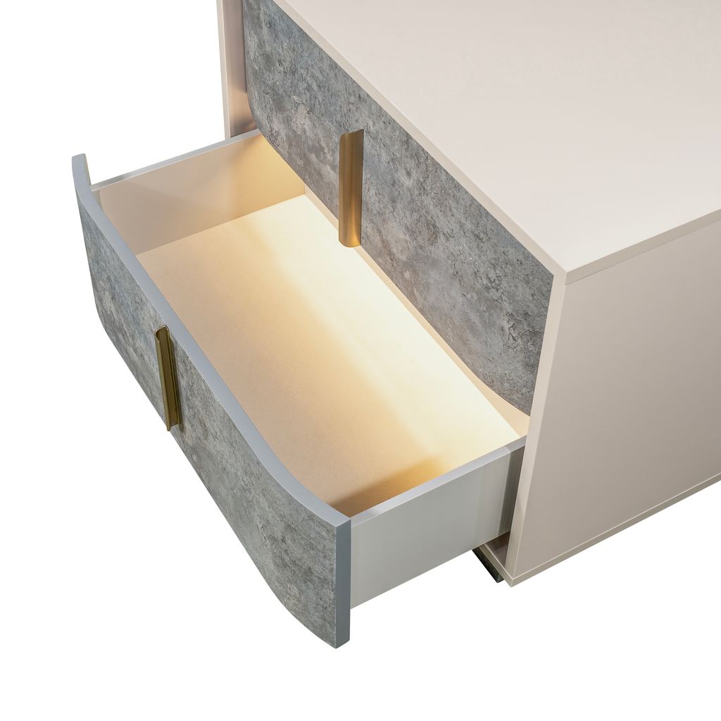 Michael Amini Pavira 2-Drawer Nightstand - Stone