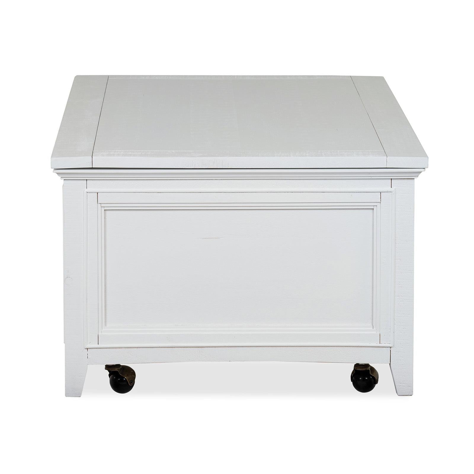 Magnussen Home Heron Cove Chalk White Lift Top Storage Cocktail Table With Casters