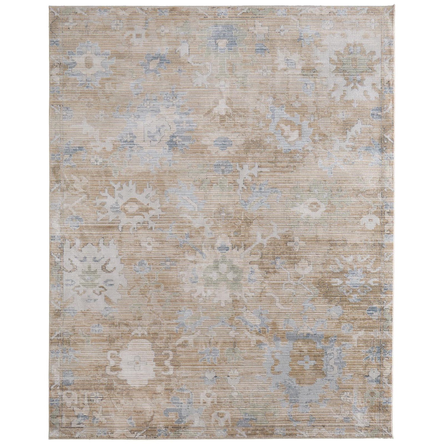Feizy Augustine 39TXF Traditional Floral & Botanical, Tan/Blue/Ivory, Rug