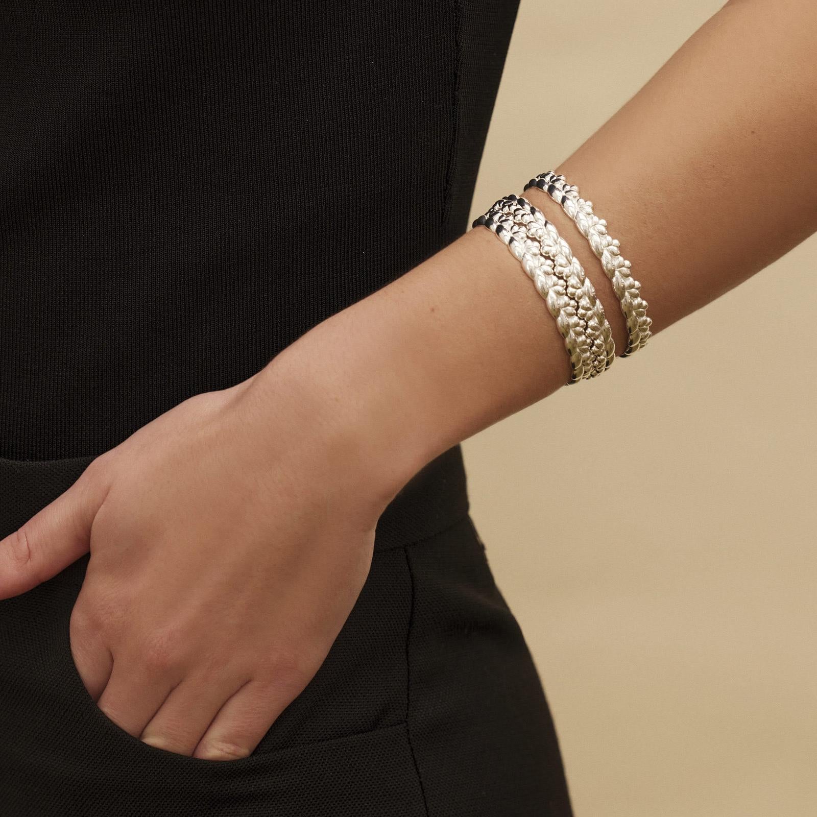Christofle Babylone Sterling Silver Bangle Size 1
