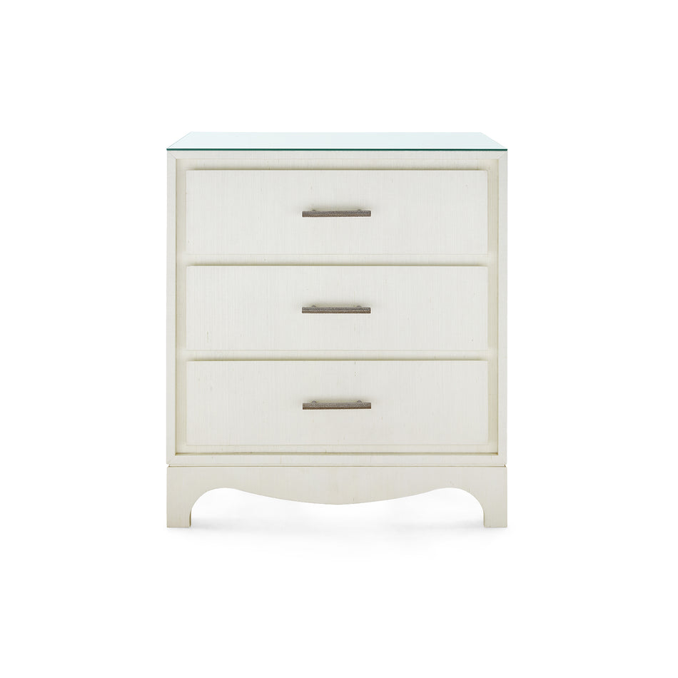 Villa & House Barrett 3-Drawer Side Table with Glass Top