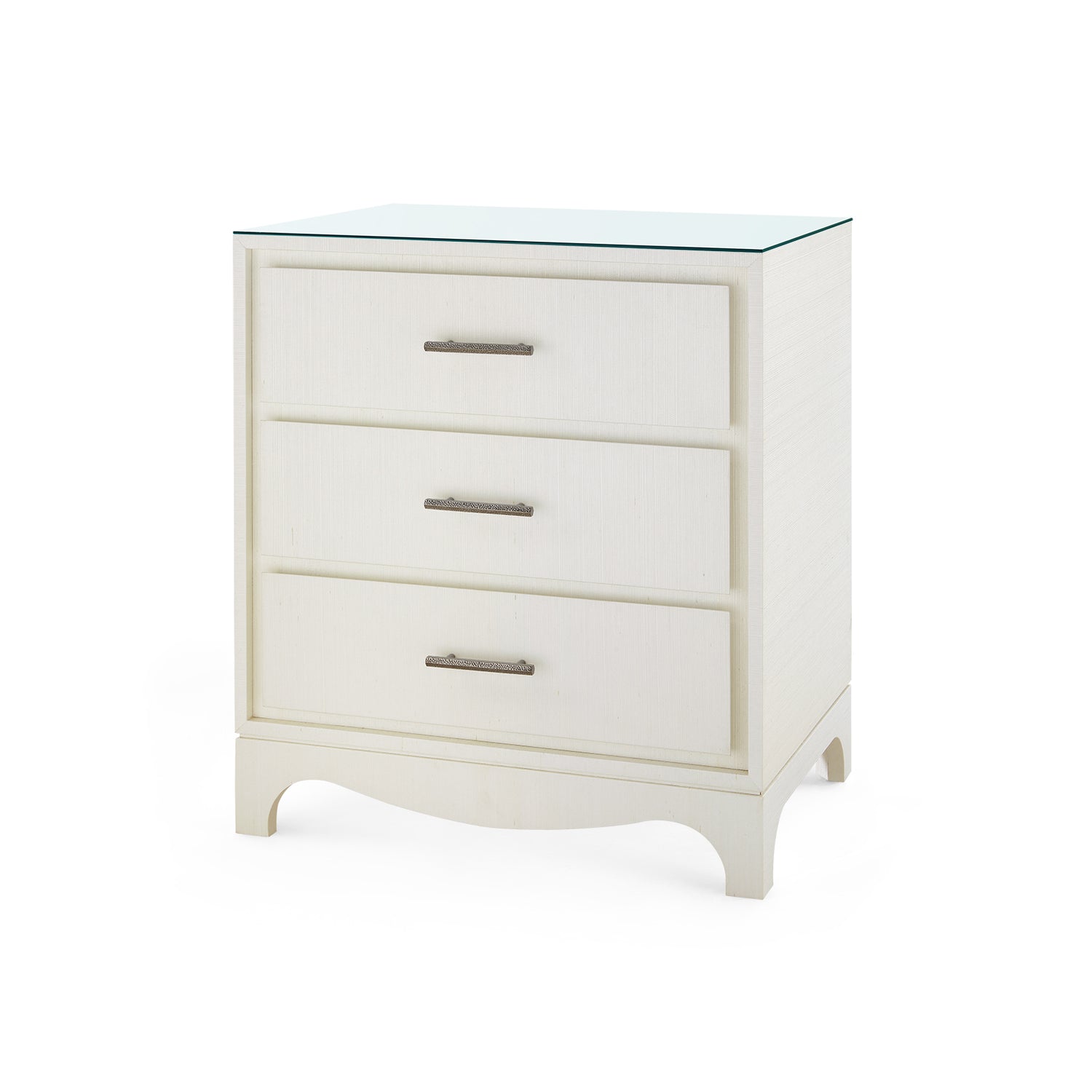 Villa & House Barrett 3-Drawer Side Table with Glass Top