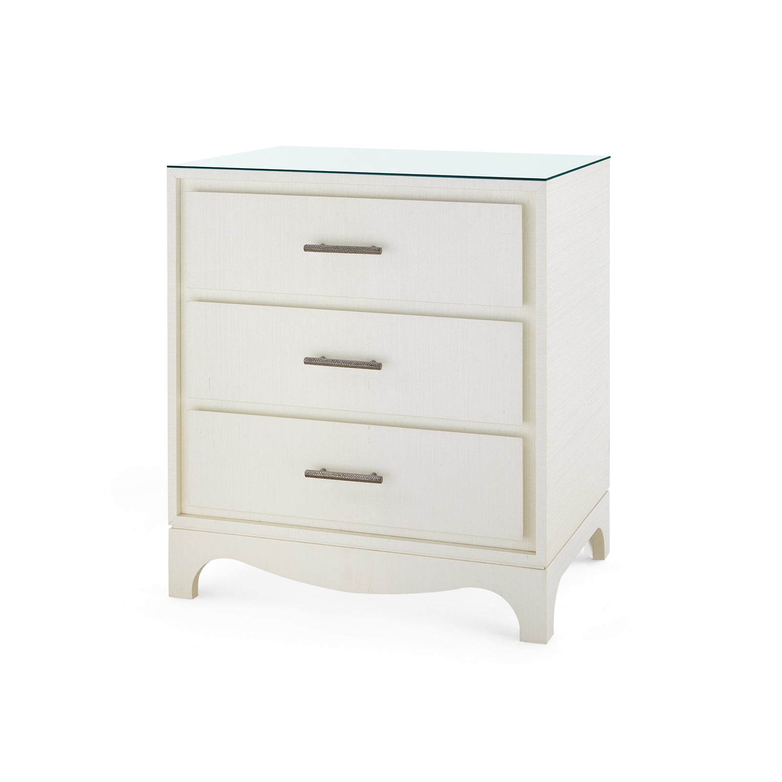 Villa & House Barrett 3-Drawer Side Table with Glass Top