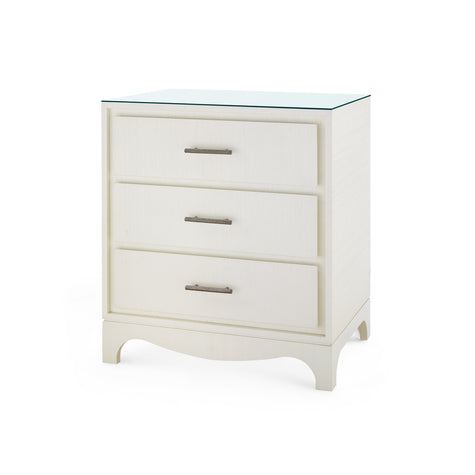 Villa & House Barrett 3-Drawer Side Table with Glass Top