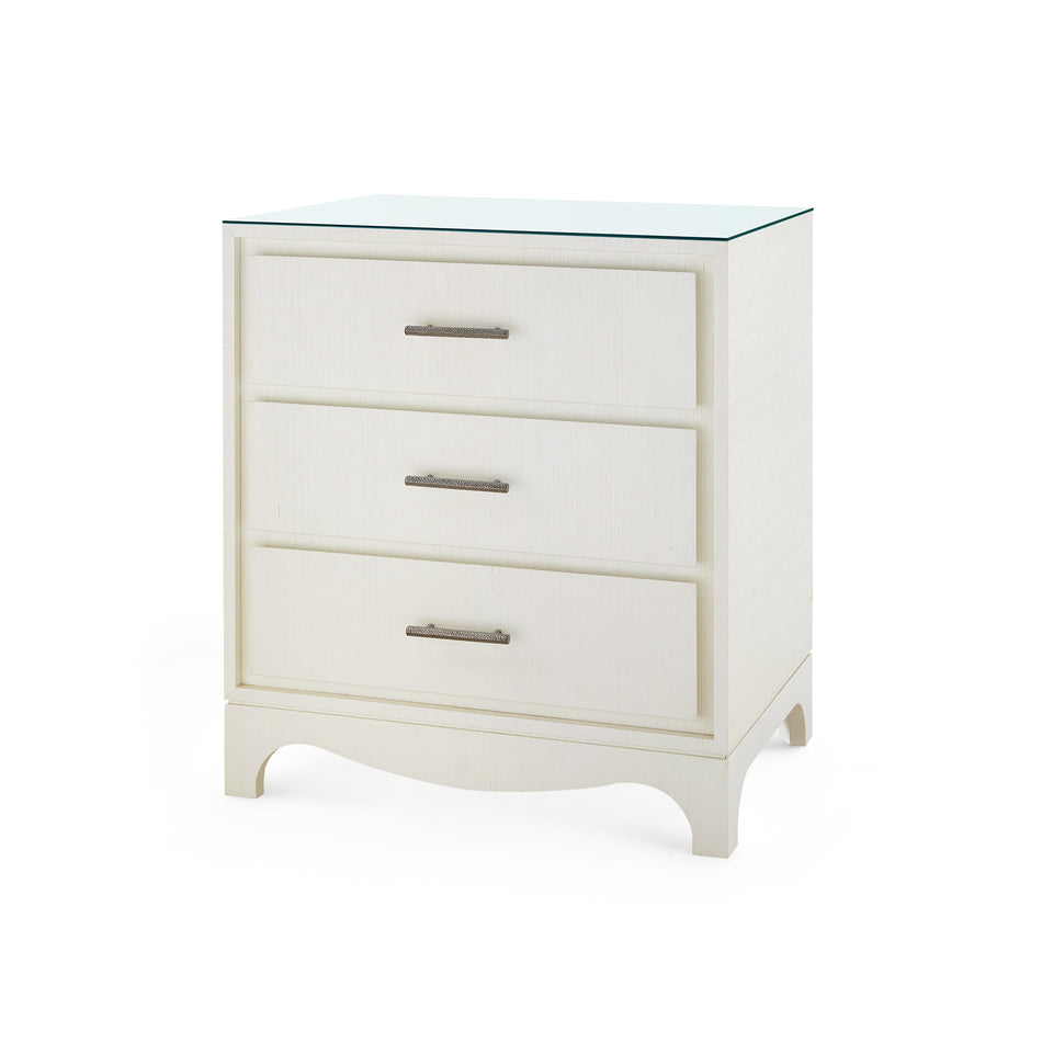 Villa & House Barrett 3-Drawer Side Table with Glass Top