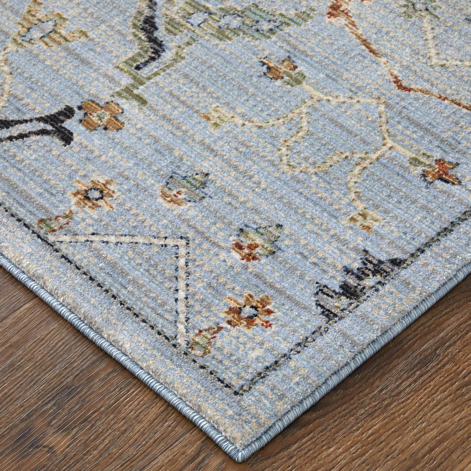 Feizy Melrose 39P4F Traditional Floral & Botanical Rug in Blue/Green/Ivory